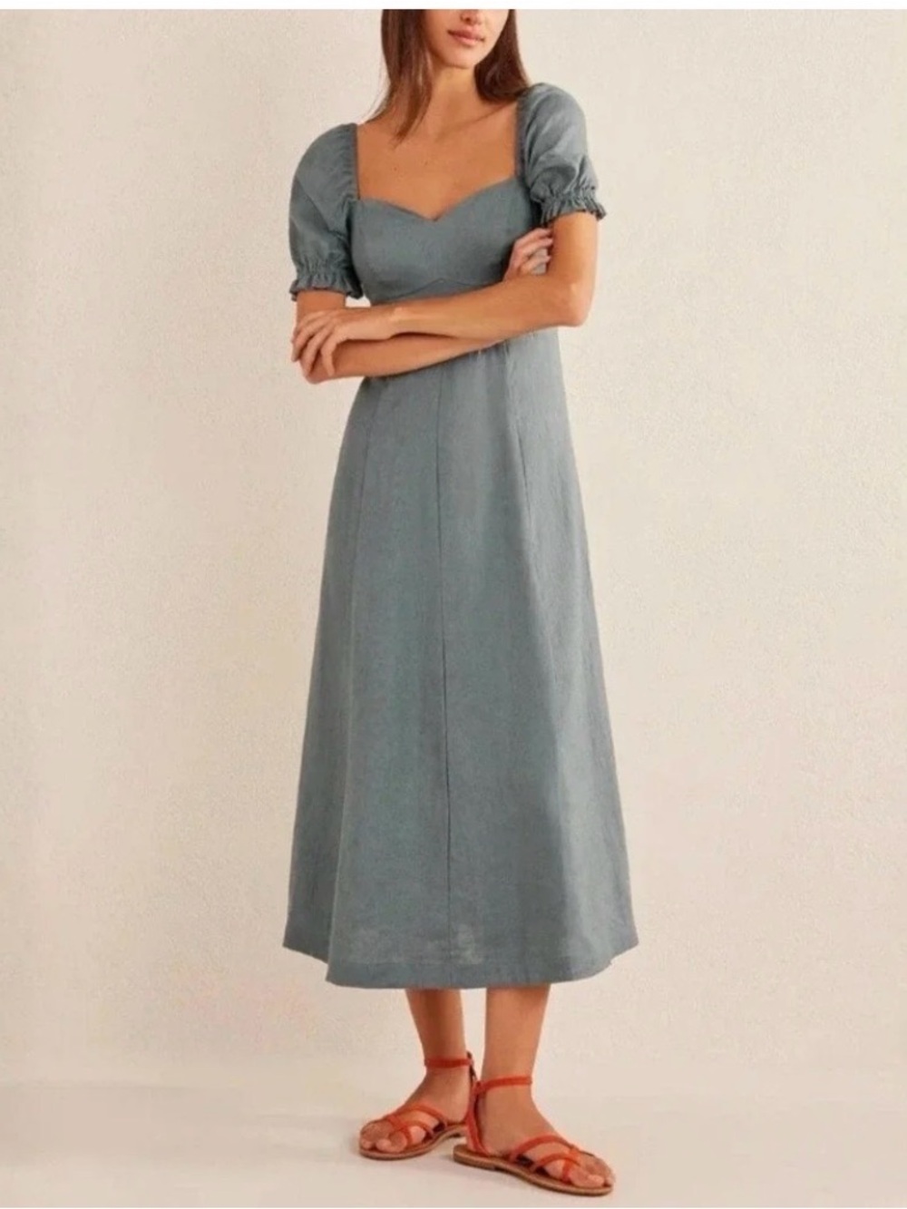 Boden Sweetheart Linen Midi Dress